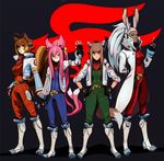  animal_ears antenna_hair arm_behind_back blazblue bomber_jacket breasts brown_eyes brown_hair bunny_ears candy cat_ears cat_tail cosplay crossover dark_skin eymbee falco_lombardi falco_lombardi_(cosplay) final_fantasy final_fantasy_xii fingerless_gloves fingernails flat_chest food fox_mccloud fox_mccloud_(cosplay) fran full_body glasses gloves grin hands_on_hips headset high_ponytail holo holster index_finger_raised jacket kokonoe large_breasts lollipop long_coat long_fingernails long_hair makoto_nanaya medium_breasts multicolored_hair multiple_crossover multiple_girls multiple_tails neckerchief open_clothes open_jacket orange_eyes peppy_hare pilot_suit pince-nez pink_hair red_eyes reference_work scouter short_hair silver_hair simple_background sleeves_pushed_up slippy_toad smile spice_and_wolf squirrel_ears squirrel_tail standing star_fox tail thigh_holster trait_connection two-tone_hair two_side_up very_long_hair viera wolf_ears wolf_tail 