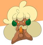  animal_genitalia anus balls blush brown_skin erection feral hair looking_at_viewer male nintendo orange_background orange_eyes penis pok&eacute;mon robbonp simple_background small_penis smile solo sweat video_games whimsicott white_background white_pupils 