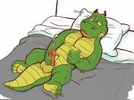  anthro balls bed circumcised crocodile crocodilian cum cumshot ejaculation flat_colors krunchycroc lying male masturbation nude on_back on_bed open_mouth orgasm orgasm_face pecs penile_masturbation penis pillow reptile scalie signature solo vein veiny_penis 