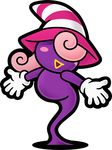  blush gloves hair_over_eyes paper_mario pink_hair purple_skin solo super_mario_bros. witch_hat 