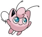  ambiguous_gender antennae big_ears blue_eyes fairy feral flying hair hair_tuft insect_wings jigglypuff nintendo pink_hair pink_skin pok&eacute;mon robbonp simple_background smile solo video_games waddling_head white_background wings 