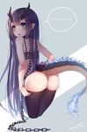  ass horns pantyhose pointy_ears tail undressing wait 