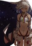  altera_(fate) arms_at_sides ass_visible_through_thighs bare_shoulders breasts closed_mouth dark_skin detached_sleeves expressionless fate/grand_order fate_(series) full_body_tattoo highres midriff nanbo_ataru_(attall) navel red_eyes short_hair simple_background small_breasts solo standing stomach tattoo veil white_background white_hair 