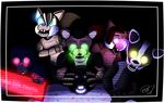  2016 animatronic anthro avian badger bird black_the_badger blackrabbit buckteeth corvid crow dark disembodied_head english_text fangs female glowing glowing_eyes group lagomorph machine male mammal mustelid open_mouth popgoes popgoes_the_weasel rabbit robot rodent saffron_the_squirrel sara_the_squirrel sign squirrel stone_the_crow teeth text thestupidbutterfly weasel 