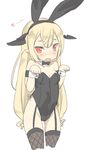  animal_ears blonde_hair blush bow bowtie bunny_ears bunny_girl bunny_pose bunny_tail bunnysuit camilla_regina detached_collar fake_animal_ears fang fishnets garter_straps hairband head_wings lo_xueming long_hair open_mouth pointy_ears pop-up_story red_eyes solo sweatdrop tail thighhighs vampire white_background wrist_cuffs 