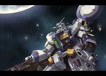 commentary_request energy_gun fake_screenshot green_eyes gun gundam gundam_gp-00_blossom holding holding_gun holding_weapon joints letterboxed mecha mobile_suit_gundam no_humans planet rifle science_fiction space star star_(sky) tyuga weapon 