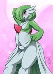  2016 armpits breasts eyelashes female gardevoir green_hair hair hair_over_eye humanoid navel nintendo open_mouth pok&eacute;mon solo thick_thighs video_games zwitterkitsune 