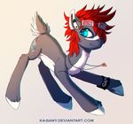  blue_eyes cutie_mark equine fan_character fur grey_fur hair hooves jewelry ka-samy mammal my_little_pony necklace nude red_hair simple_background smile white_background white_hooves 