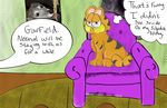  canine cat chair dog eating feline garfield garfield_(series) mammal traditional_media_(artwork) word zetafaux 