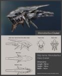  border commentary concept_art cruiser_(eve_online) english_text eve_online from_side grey_border heliofob highres military_vehicle multiple_views no_humans original reference_sheet science_fiction spacecraft thrusters vehicle_focus 