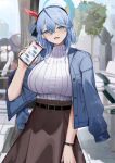  1girl absurdres ako_(blue_archive) blue_archive blue_eyes blue_hair hair_between_eyes highres long_hair looking_at_viewer open_mouth san_(harutuki_3) smile solo 