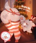 :0 anthro anus canid canine canis christmas christmas_clothing christmas_present clothing domestic_dog gift girly hi_res holidays knot legwear male mammal richa_picha richard_picher solo stockings thick_thighs