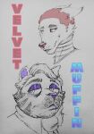 anthro canid canine canis domestic_cat duo felid feline felis fracphoria_the_monster hi_res male mammal muffin_blue_berry red_velvet_cake sketch slightly_chubby wolf