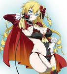  alternate_costume blonde_hair blue_eyes breasts claire_harvey cleavage drill_hair flower hair_flower hair_ornament hundred large_breasts long_hair looking_at_viewer revealing_clothes ribonzu solo 