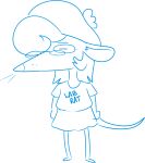 2022 anthro barefoot biped blue_and_white blue_text bottomwear choko_(chokovit) chokovit_(artist) clothed clothed_anthro clothed_female clothing digital_drawing_(artwork) digital_media_(artwork) english_text eyebrows eyelashes fancy_rat feet female female_anthro front_view full-length_portrait hair hair_over_eye hat headgear headwear hi_res long_tail mammal monochrome murid murine one_eye_obstructed portrait rat rat_tail rodent round_ears shirt simple_background sketch skirt snout solo standing tail tam_o&#039;_shanter text text_on_clothing text_on_shirt text_on_topwear three-quarter_view topwear trans_(lore) trans_woman_(lore) whiskers white_background