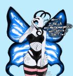 animal_humanoid antennae_(anatomy) anthro arthropod arthropod_humanoid blue_eyes bluesky bluesky_(social_media) bluesky_butterfly breasts butterfly butterfly_humanoid clothing colored_sketch female fishnet fishnet_clothing fur hand_on_face hi_res humanoid insect insect_humanoid insect_wings legwear lepidopteran lepidopteran_humanoid makeup mascara open_mouth silvetz sketch solo thigh_highs tongue twitter watermark white_body white_fur wings