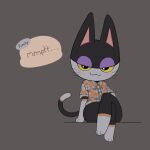 absurd_res animal_crossing anthro bootyfluff crossed_legs domestic_cat felid feline felis half-closed_eyes hi_res male mammal narrowed_eyes nintendo punchy_(animal_crossing) sitting solo speech_bubble