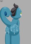 2023 absurd_res anthro bent_over black_hair blue_body bodily_fluids butt cliff_the_drizzile_(mrraboot) cum cum_drip cum_on_butt dated digital_drawing_(artwork) digital_media_(artwork) dripping drizzile generation_8_pokemon genital_fluids hair hi_res highlights_(coloring) lizard looking_at_viewer looking_back looking_back_at_viewer looking_pleasured male mrraboot nintendo pokemon pokemon_(species) purple_highlights reptile scalie signature solo tail