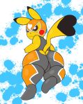 butt clothing cosplay_pikachu fur mammal nintendo oddchurch pikachu pikachu_libre pok&eacute;mon pok&eacute;mon_(species) simple_background solo thick_thighs video_games wide_hips yellow_fur 