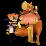 activision alcohol anthro bandicoot beverage big_breasts bite_mark blonde_hair breasts champagne cleavage clothed clothing crabtopus crash_bandicoot_(series) crouching cuckold doctor_neo_cortex dress drinking duo ear_piercing ear_ring female hair hi_res huge_breasts human kiss_mark lips lipstick long_hair makeup male male/female mammal marsupial piercing ring_piercing skimpy stray_pubes tawna_bandicoot thick_thighs top_heavy