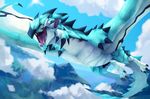  blitzdrachin capcom cute detailed_background dragon feral flying happy larynkir male monster_hunter painting rathalos sky video_games wyvern 