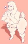 &lt;3 anthro big_breasts boss_monster bovid breasts caprine female fur goat hi_res huge_breasts long_ears looking_at_viewer mammal mature_female nude one_eye_closed overweight overweight_anthro overweight_female purple_eyes solo standing thick_thighs toriel undertale undertale_(series) unluckyoni white_body white_fur wide_hips wink winking_at_viewer