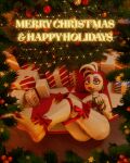 android animatronic bdsm bondage bound chica_(fnaf) christmas female five_nights_at_freddy&#039;s five_nights_at_freddy&#039;s:_security_breach glamrock_chica_(fnaf) heretic3d hi_res holidays humanoid legs_tied machine robot robot_humanoid scottgames solo steel_wool_studios wrapped wrists_tied