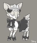 2016 ambiguous_gender bambi bambi_(film) black_bow clothed clothed_feral clothing deer disney eyes_closed feral fur goth grey_background grey_body grey_fur greyscale maid_headdress maid_uniform male_(lore) mammal monochrome multicolored_body multicolored_fur quadruped simple_background solo standing temitess two_tone_body two_tone_fur two_tone_tail uniform white_body white_eyelashes white_fur young