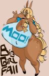 abby_(mooncheese) anthro bottomless bottomless_female clothed clothing dreadlocks equid equine female gesture hi_res horse looking_at_viewer mammal mooncheese shirt smile solo tail thick_thighs topwear v_sign wide_hips