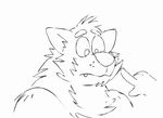  2016 ambiguous_gender animated anthro black_and_white boop canine chest_tuft fangs fur fur_tuft humor line_art male mammal monochrome notepaddle simple_background snaggletooth solo_focus sound surprise tuft unseen_character white_background wide_eyed wolf 