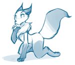  anthro blush canine chest_tuft featureless_crotch female fox mammal monochrome nude simple_background tom_fischbach tuft white_background 