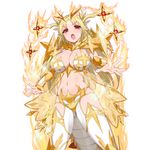  blonde_hair braid breasts character_request fire highres kusaka_souji large_breasts long_hair navel official_art open_mouth orange_(color) red_hair solo sparkle transparent_background twin_braids uchi_no_hime-sama_ga_ichiban_kawaii 