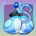 1:1 2024 anthro big_butt biped blush butt cirothicc clothing digital_media_(artwork) female hi_res huge_butt huge_thighs hyper hyper_butt hyper_hips hyper_thighs looking_back rear_view reptile scalie simple_background smile snake solo ssilmarie_(trinity-fate62) thick_thighs topwear wide_hips