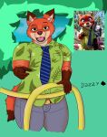 absurd_res anthro canid canine clothing dazzlingfoxxo disney fox gesture green_eyes hi_res inner_ear_fluff looking_at_viewer male mammal necktie nick_wilde pointing pointing_at_viewer redraw shaded shirt simple_background simple_shading solo topwear tuft zootopia