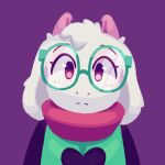 &lt;3 blush blush_lines bovid bovine caprine clothing dailyralsei deltarune ear_tuft eyewear floppy_ears glasses goat green_clothing horn humanoid looking_at_viewer male mammal neckwear neutral_expression pink_horn pink_scarf ralsei robe scarf shaded simple_background solo tuft undertale_(series)