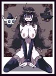  @_@ ahoge alternate_breast_size alternate_color arm_warmers between_legs black_eyes black_hair breasts crazy_eyes crazy_smile gen_6_pokemon hairband hand_between_legs hex_maniac_(pokemon) lace lace-trimmed_thighhighs lamb-oic029 large_breasts long_hair looking_at_viewer messy_hair nail_polish nipples no_panties pale_skin phantump pokemon pokemon_(creature) pokemon_(game) pokemon_xy pumpkaboo purple_hairband shiny_pokemon smile thighhighs underwear very_long_hair 