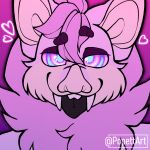 &lt;3 absurd_res ambiguous_gender anthro bat blep fangs fur hair headshot_portrait hi_res hypno_eyes hypnosis kerolink looking_at_viewer male mammal mind_control pink_body pink_fur pink_hair popettart portrait solo teeth tongue tongue_out