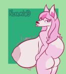absurd_res anthro big_breasts big_butt blep brand_new_animal breast_expansion breasts butt canid canine expansion female fluffy fluffy_tail fox fur hi_res huge_breasts hyper hyper_breasts mammal nazuna_hiwatashi nokamiwd rear_view studio_trigger tail tongue tongue_out white_body white_fur