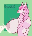 absurd_res anthro big_breasts big_butt blep bodily_fluids brand_new_animal breast_expansion breasts butt canid canine excessive_lactation expansion female fluffy fluffy_tail fox fur hi_res huge_breasts hyper hyper_breasts lactating mammal nazuna_hiwatashi nokamiwd projectile_lactation rear_view studio_trigger tail tongue tongue_out white_body white_fur