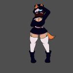 absurd_res biohound blush captains_hat cleavage_cutout clothing crossgender eyewear female fox_ears fox_tail gesture glasses hi_res humanoid legwear mario_bros nintendo oversized_sleeves salute shyguy solo tanuki_leaf thigh_highs vrchat_model