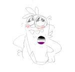 2022 anthro asexual_pride_colors bag blush bodily_fluids bugsnax digital_media_(artwork) eyewear glasses grumpus hair half-closed_eyes hands_on_hips hands_on_own_hips lgbt_pride looking_away narrowed_eyes nonbinary_(lore) pose pride_colors shaibey shaibey_(shaibey) simple_background sketch sling_bag smile solo sweat teeth white_background young_horses