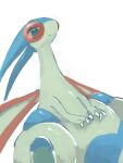  animal_focus blue_eyes butter_(oshi8kyoumoh) claws closed_mouth colored_sclera commentary_request dragon dutch_angle expressionless flygon highres looking_down no_humans pokemon pokemon_(creature) red_sclera simple_background sitting sketch solo white_background 