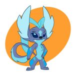 1:1 2020 3_toes 4_fingers alien ambiguous_gender arm_markings azurracreativestudio big_ears blue_body blue_claws blue_eyes blue_fur chest_tuft claws cute_fangs digital_drawing_(artwork) digital_media_(artwork) disney experiment_(lilo_and_stitch) experiment_630_(azurracreativestudio) eyelashes fan_character feet finger_claws fingers flat_colors fur hi_res leg_markings lilo_and_stitch markings semi-anthro simple_background solo standing toes tuft