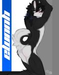 absurd_res accessory anthro arched_back black_body black_fur black_hair blush bodily_fluids body_blush butt butt_blush butt_heart canid canine canis cerberussenn curled_tail domestic_dog ear_blush freckles fur hair hair_accessory hair_ribbon hi_res huge_filesize husky kirei_yuuma_(cerberussenn) kneeling male mammal nervous nervous_smile nordic_sled_dog pigtails presenting presenting_hindquarters raised_arms ribbons shy signature simple_background slim smile smiling_at_viewer solo spitz sweat tail text tied_hair white_background white_body white_fur