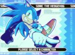  1boy animal_ears animal_nose blue_fur from_side furry furry_male gloves green_eyes just_icyyy looking_at_viewer looking_to_the_side red_footwear smirk solo sonic_(series) sonic_rush sonic_the_hedgehog white_gloves 