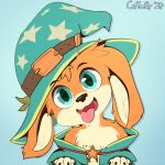 canid canine canis clothing coffeefly domestic_dog green_eyes hat head_tilt headgear headwear hi_res mammal open_mouth robe smile solo tongue tongue_out wizard_hat