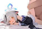  1boy 1girl ai-generated animal_ears blue_archive embarrassed kokona_(blue_archive) lying open_mouth sex spread_legs white_hair 