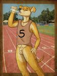  anthro balls canine clothing dog green_eyes greyhound kwikdog male mammal penis rika solo standing 