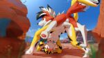 andromorph anthro balls blush domestic_cat felid feline felis feral forced generation_7_pokemon genitals hi_res intersex intersex/male lycanroc male mammal nintendo penis pokemon pokemon_(species) rape red_body sex steel_cat yellow_body