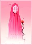 border commentary english_commentary gokupo101 happy_valentine heart kaonashi mask no_humans on_shoulder pink_border pink_theme sen_to_chihiro_no_kamikakushi star_(symbol) studio_ghibli susuwatari 